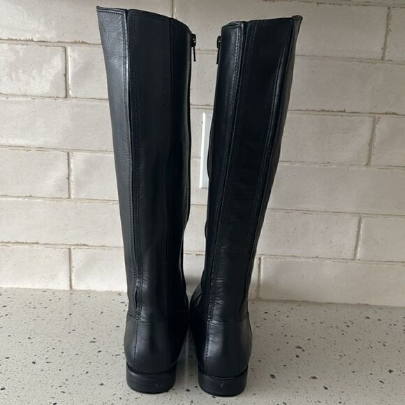 Kenneth Cole NY Mea Women’s Black Leather Knee-High Riding Boots Full Zip Sz 6.5 - Picture 3 of 14